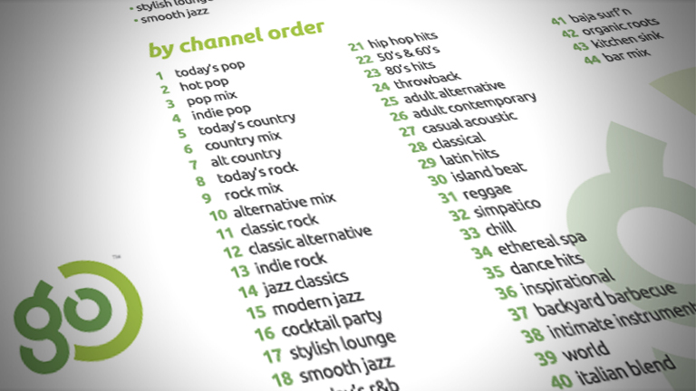 Codigo Overhead Music offers a variety of channels to listen to